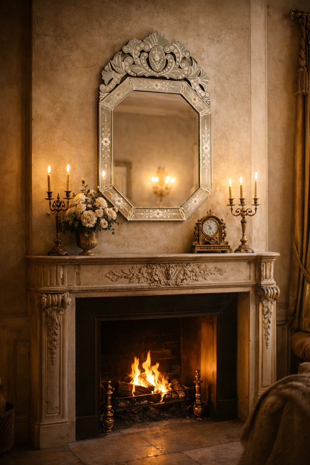 Handmade Silver Glass Octagonal Shape Framed Decorative Venetian Mirror thumbnail